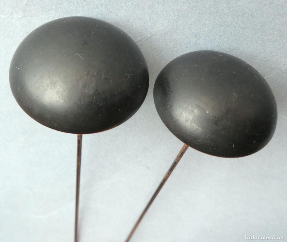 Antiquit&eacute;s: PAREJA DE ANTIGUAS AGUJAS ART DECO DE COMPOSICI&Oacute;N PARA TOCADO.SOMBRERO PPIO.S.XX