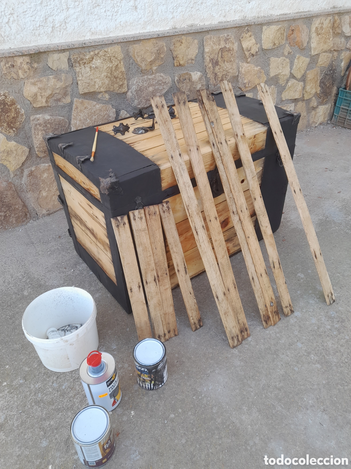 Antig&uuml;edades: Mueble baul arca de madera restaurado - Foto 11