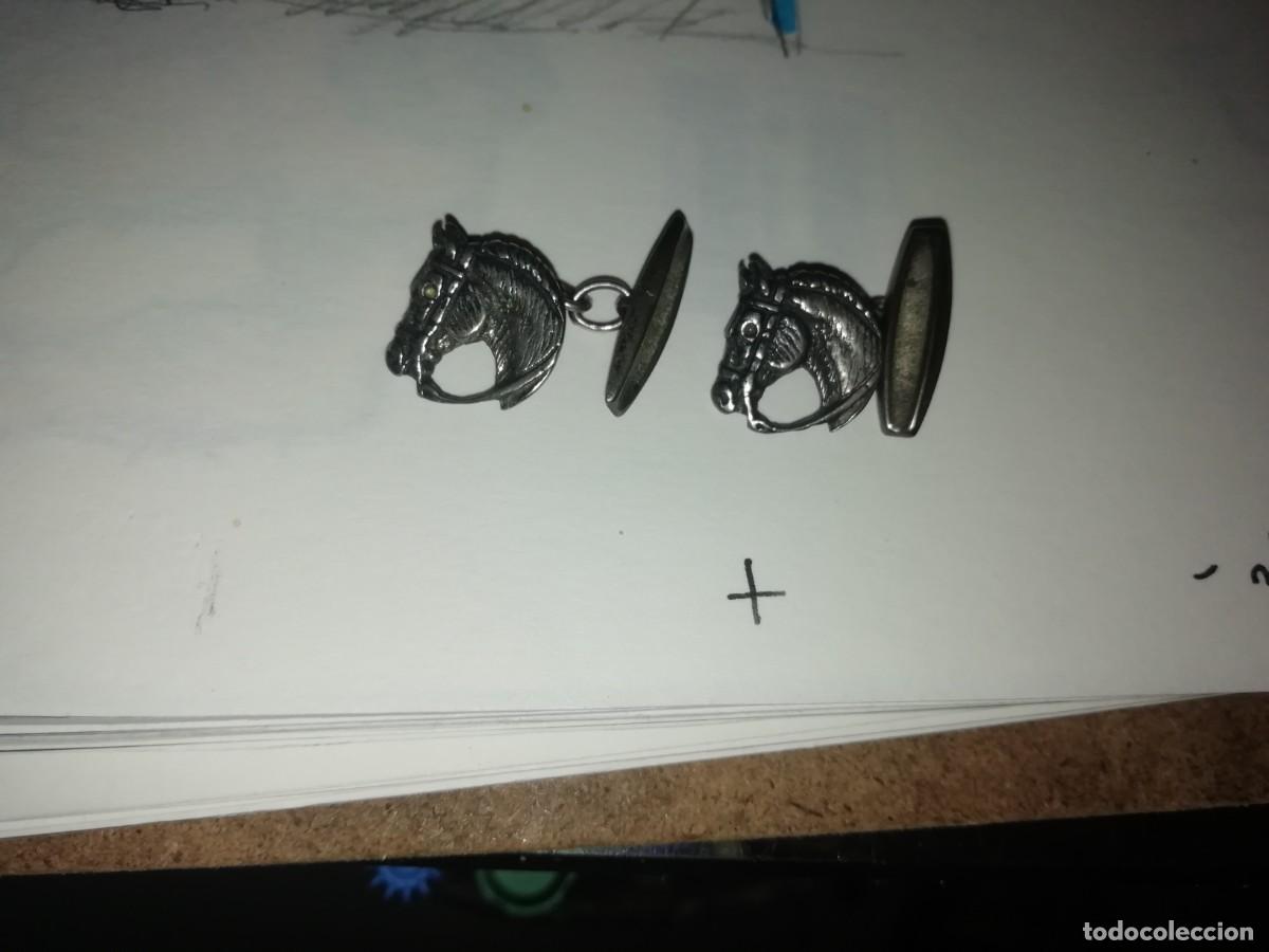 Antig&uuml;edades: Antiguos gemelos de plata cabeza de caballo - Foto 3