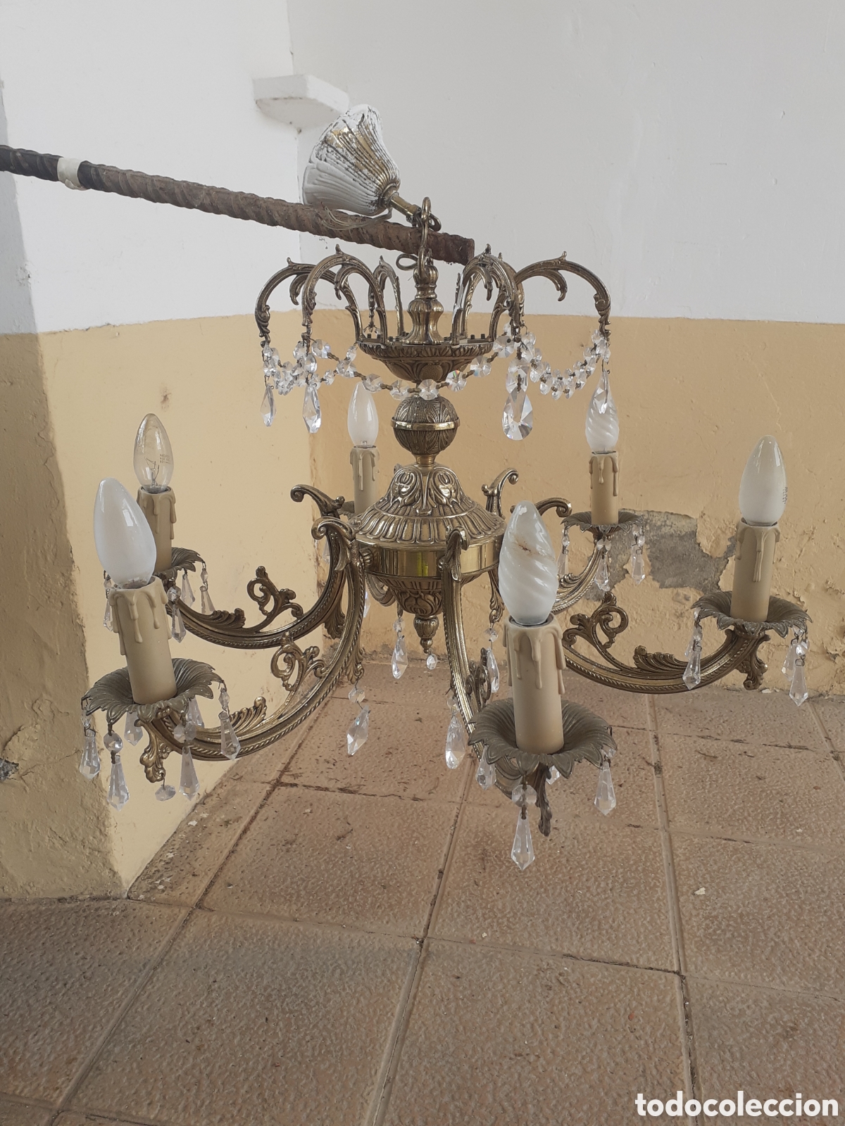 Antig&uuml;edades: Antigua l&aacute;mpara, bronce - Foto 2