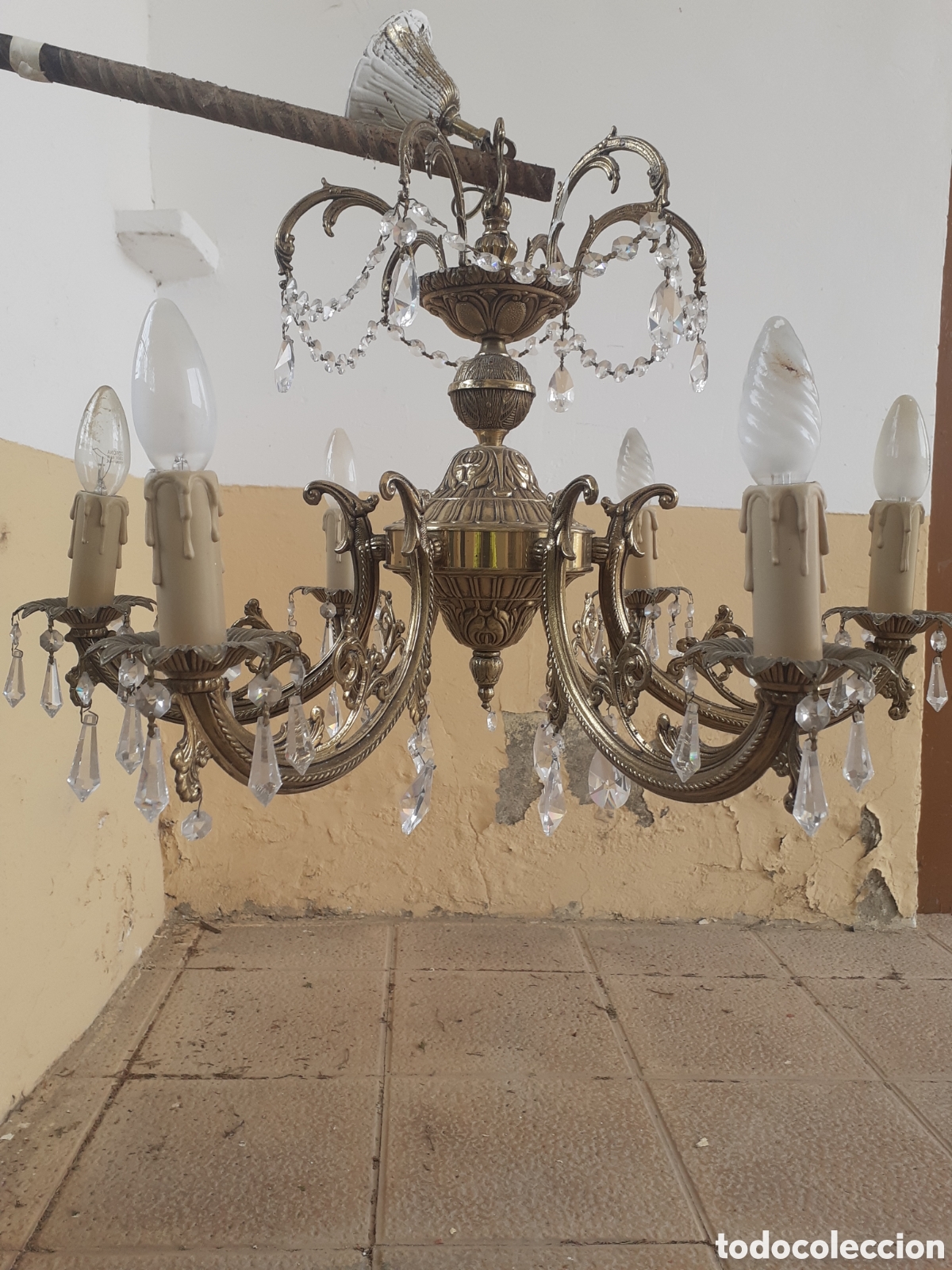 Antig&uuml;edades: Antigua l&aacute;mpara, bronce - Foto 3