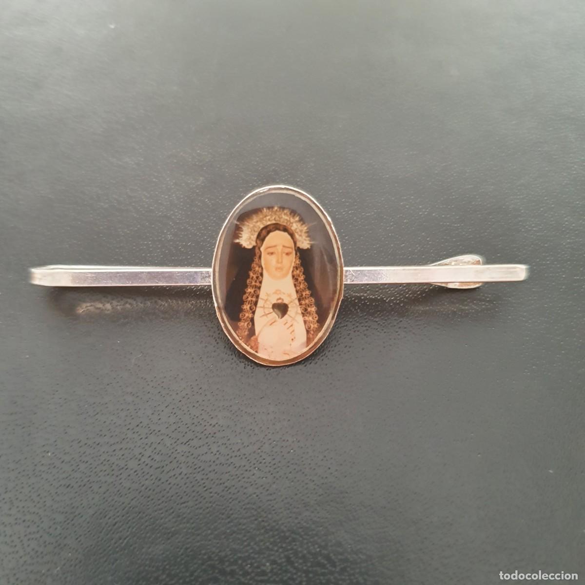 Antig&uuml;edades: pilla corbatas plata con virgen - Foto 1