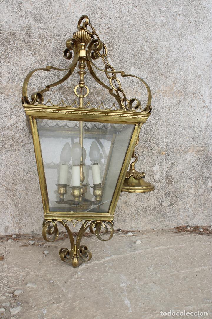 Antig&uuml;edades: lampara de techo farol de bronce - Foto 2