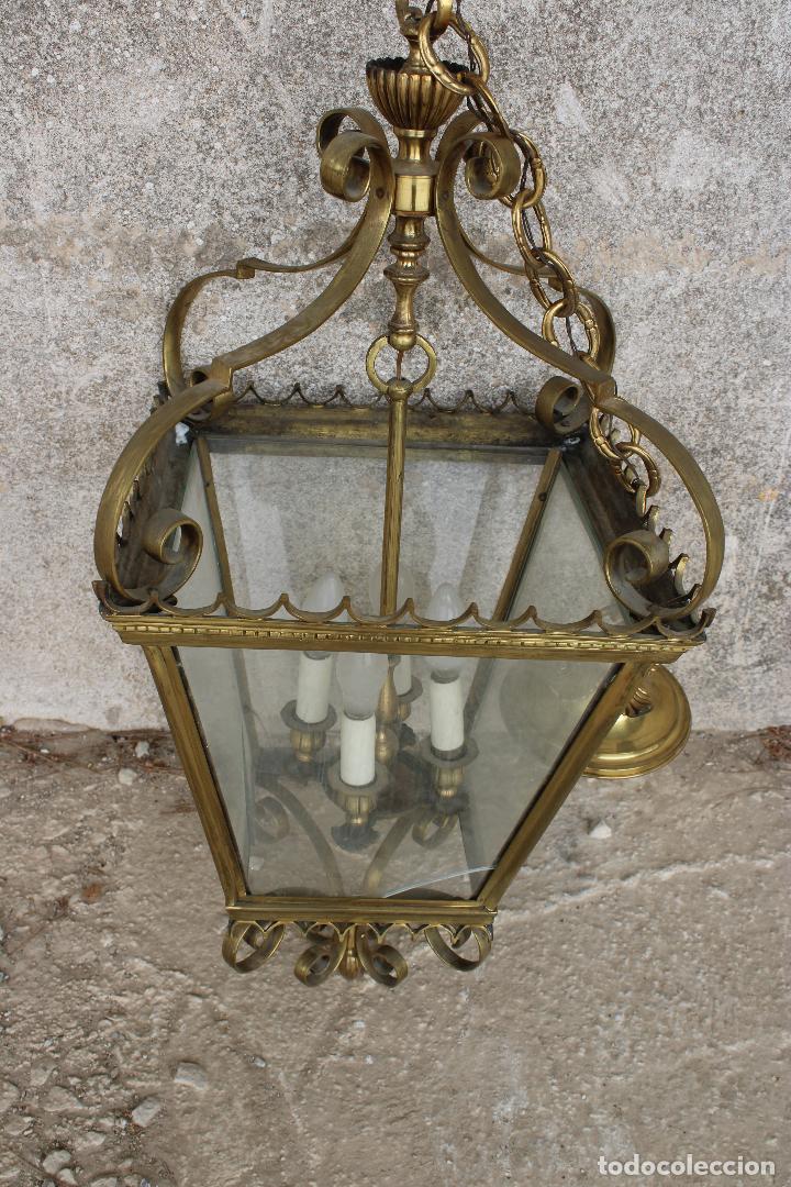 Antig&uuml;edades: lampara de techo farol de bronce - Foto 3