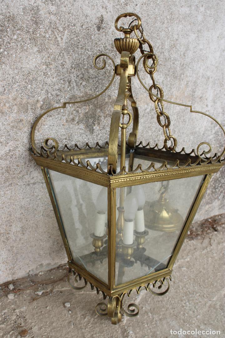 Antig&uuml;edades: lampara de techo farol de bronce - Foto 4