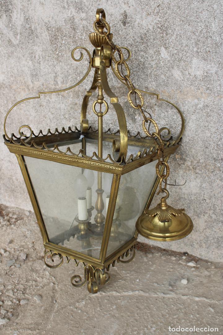 Antig&uuml;edades: lampara de techo farol de bronce - Foto 5