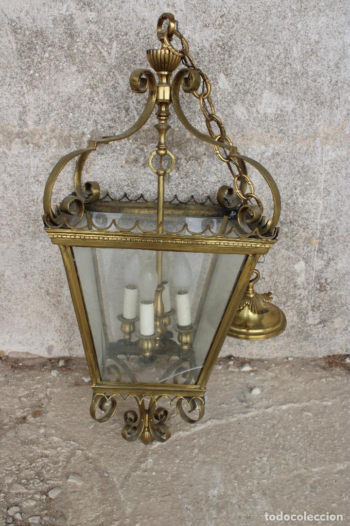 Antig&uuml;edades: lampara de techo farol de bronce - Foto 1