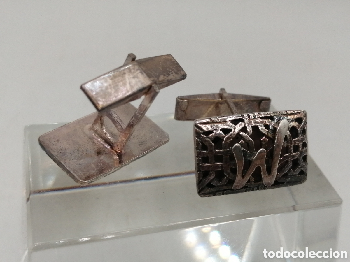 Antig&uuml;edades: Wehbe. Gemelos plata 925mls - Foto 4