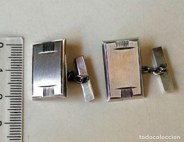 Antig&uuml;edades: GEMELOS DE PLATA DE CADENA, PARA CAMISA. - Foto 2
