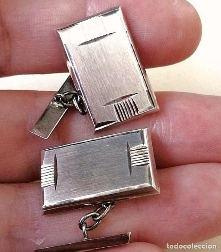 Antig&uuml;edades: GEMELOS DE PLATA DE CADENA, PARA CAMISA. - Foto 3