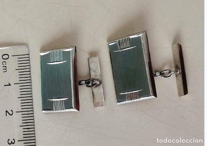 Antig&uuml;edades: GEMELOS DE PLATA DE CADENA, PARA CAMISA. - Foto 4