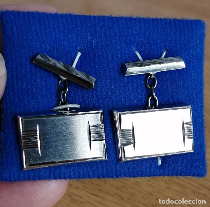 Antig&uuml;edades: GEMELOS DE PLATA DE CADENA, PARA CAMISA. - Foto 5