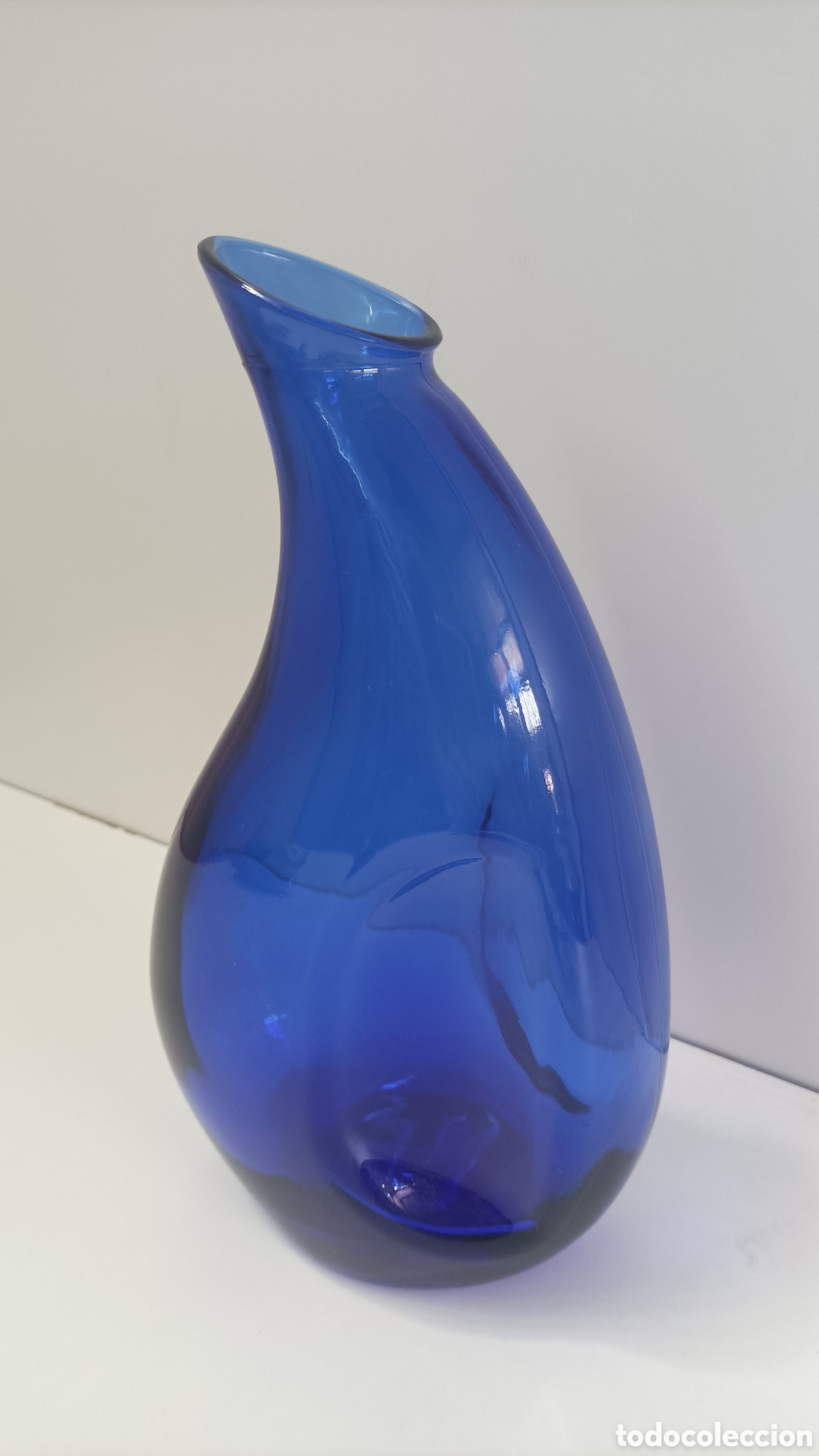 Antig&uuml;edades: FLORERO DE CRISTAL AZUL - Foto 4