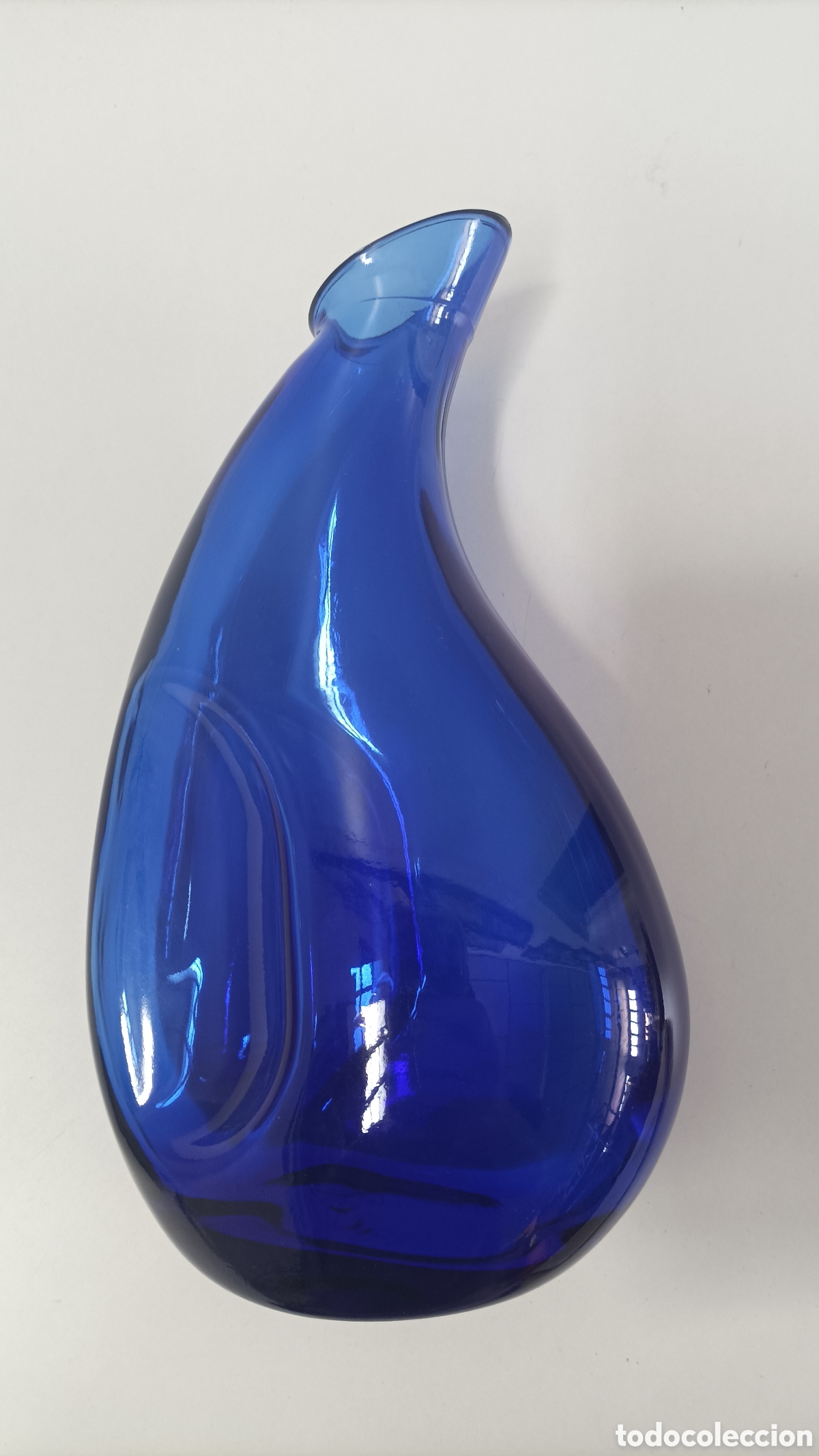 Antig&uuml;edades: FLORERO DE CRISTAL AZUL - Foto 6