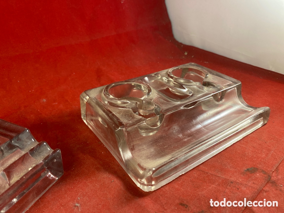 Antig&uuml;edades: TINTEROS ESCRIBAN&Iacute;A DE CRISTAL - Foto 3
