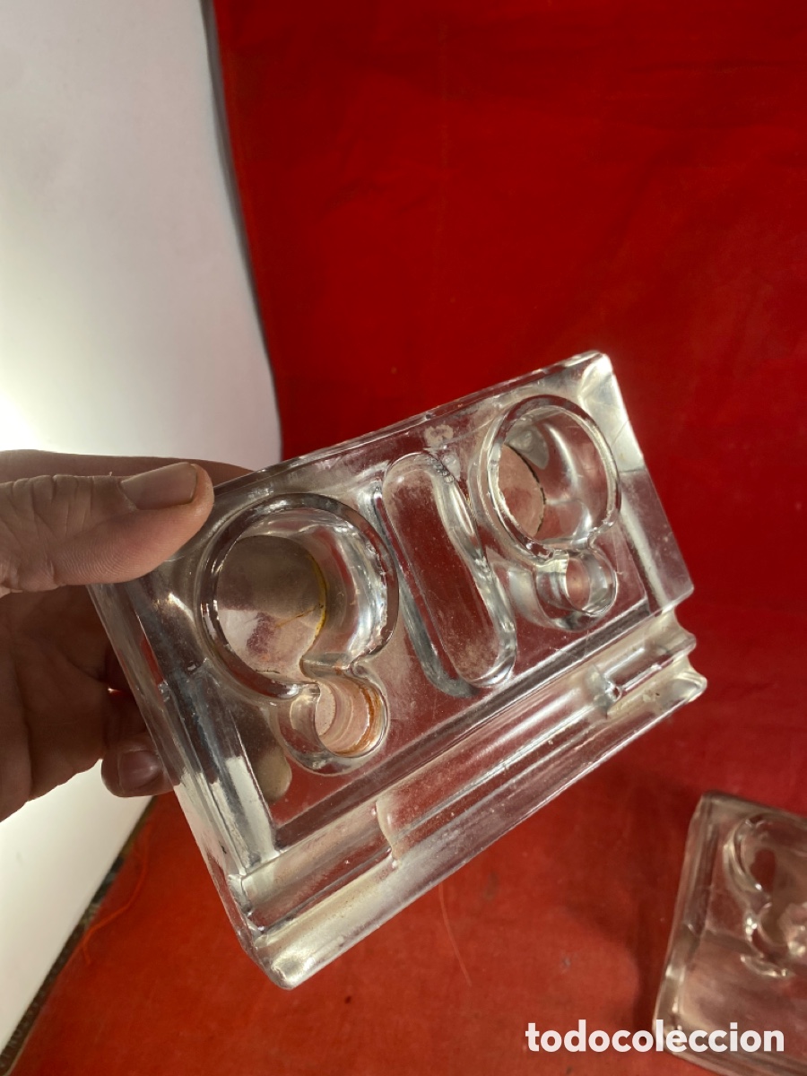 Antig&uuml;edades: TINTEROS ESCRIBAN&Iacute;A DE CRISTAL - Foto 4