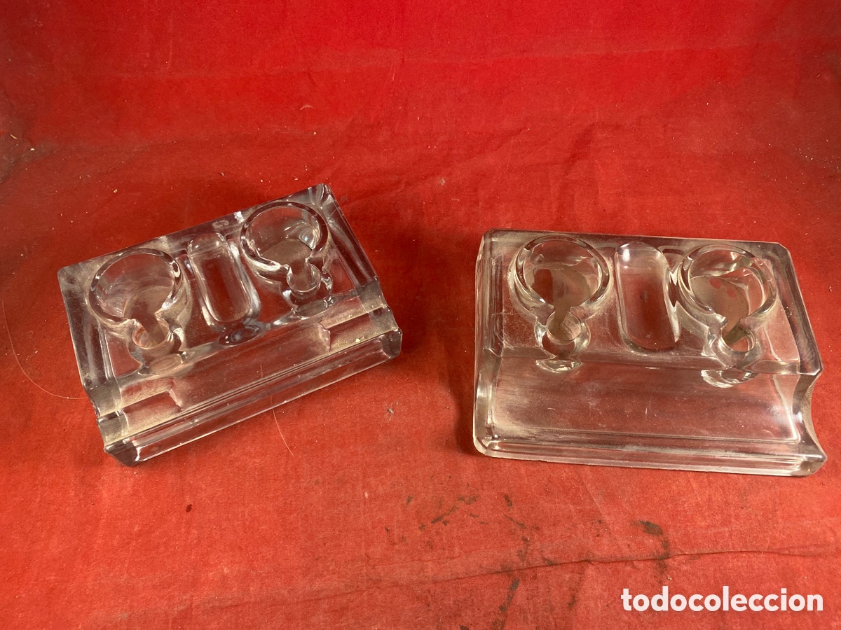 Antig&uuml;edades: TINTEROS ESCRIBAN&Iacute;A DE CRISTAL - Foto 1