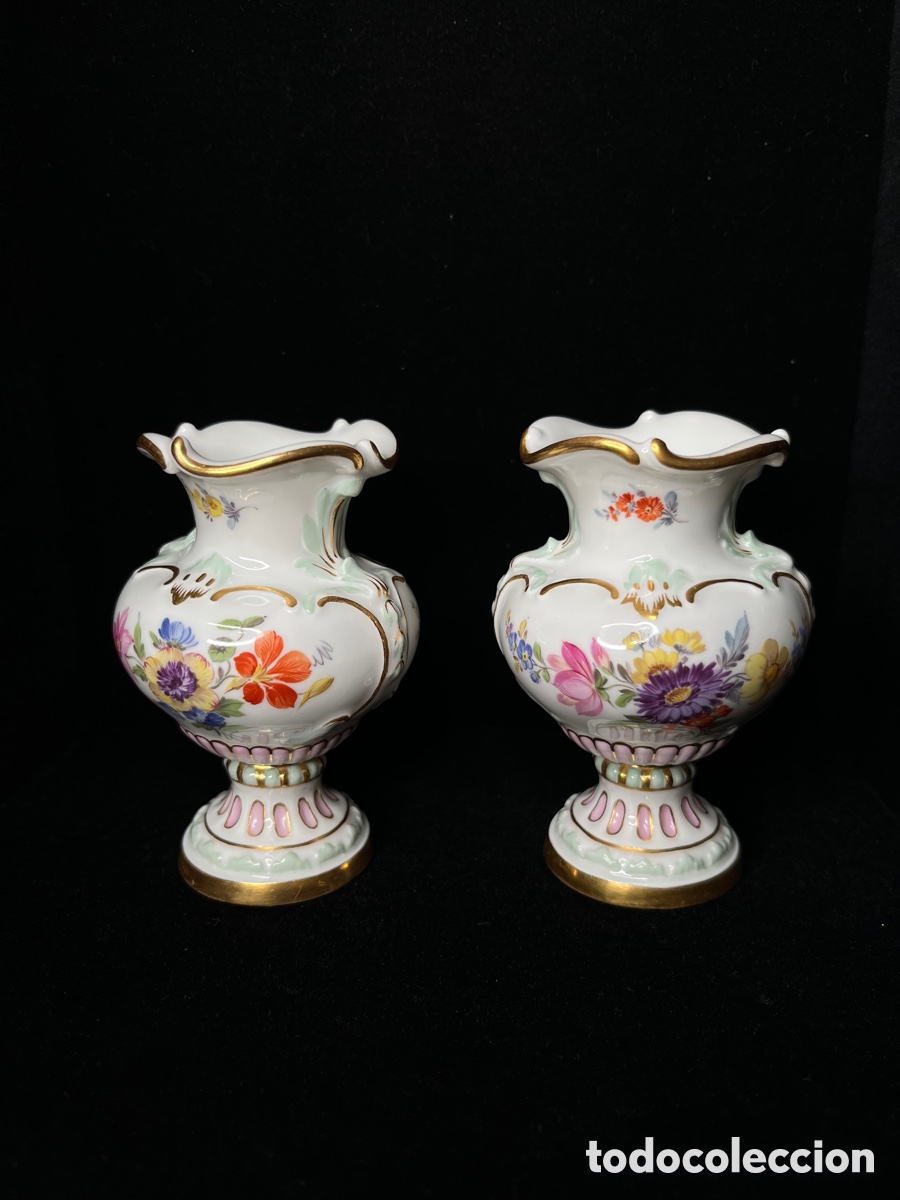 Antig&uuml;edades: Pareja de jarrones de Meissen - Foto 2