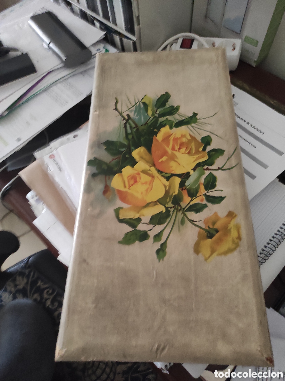 Antig&uuml;edades: Caja antigua pintada flor - Foto 1