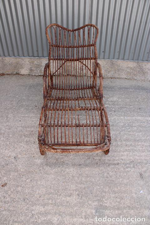 Antig&uuml;edades: sillon tumbona de mimbre - Foto 2