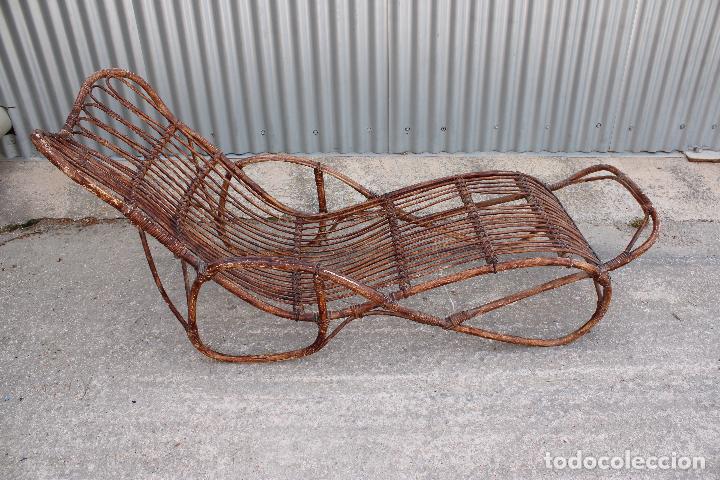 Antig&uuml;edades: sillon tumbona de mimbre - Foto 3