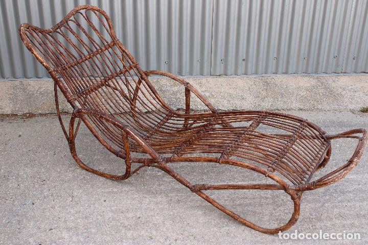 Antig&uuml;edades: sillon tumbona de mimbre - Foto 1