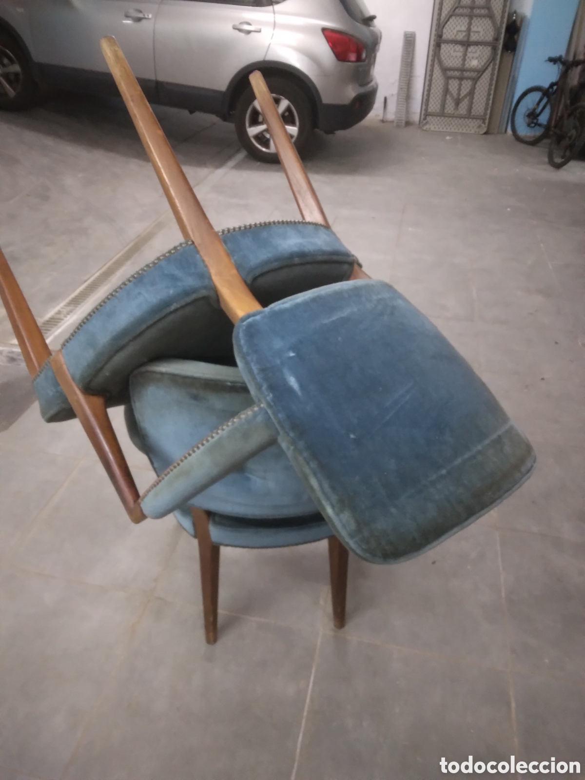 Antig&uuml;edades: 2 sillas tapizadas con reposamanos - Foto 6