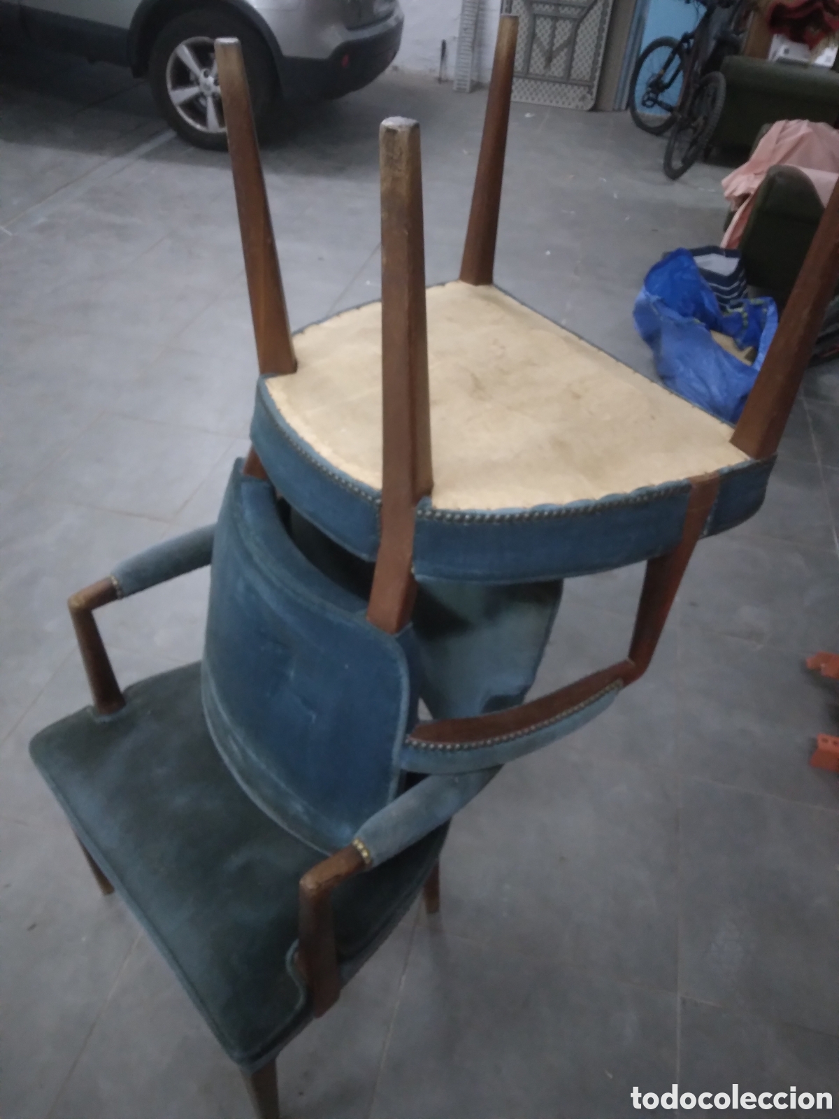 Antig&uuml;edades: 2 sillas tapizadas con reposamanos - Foto 7