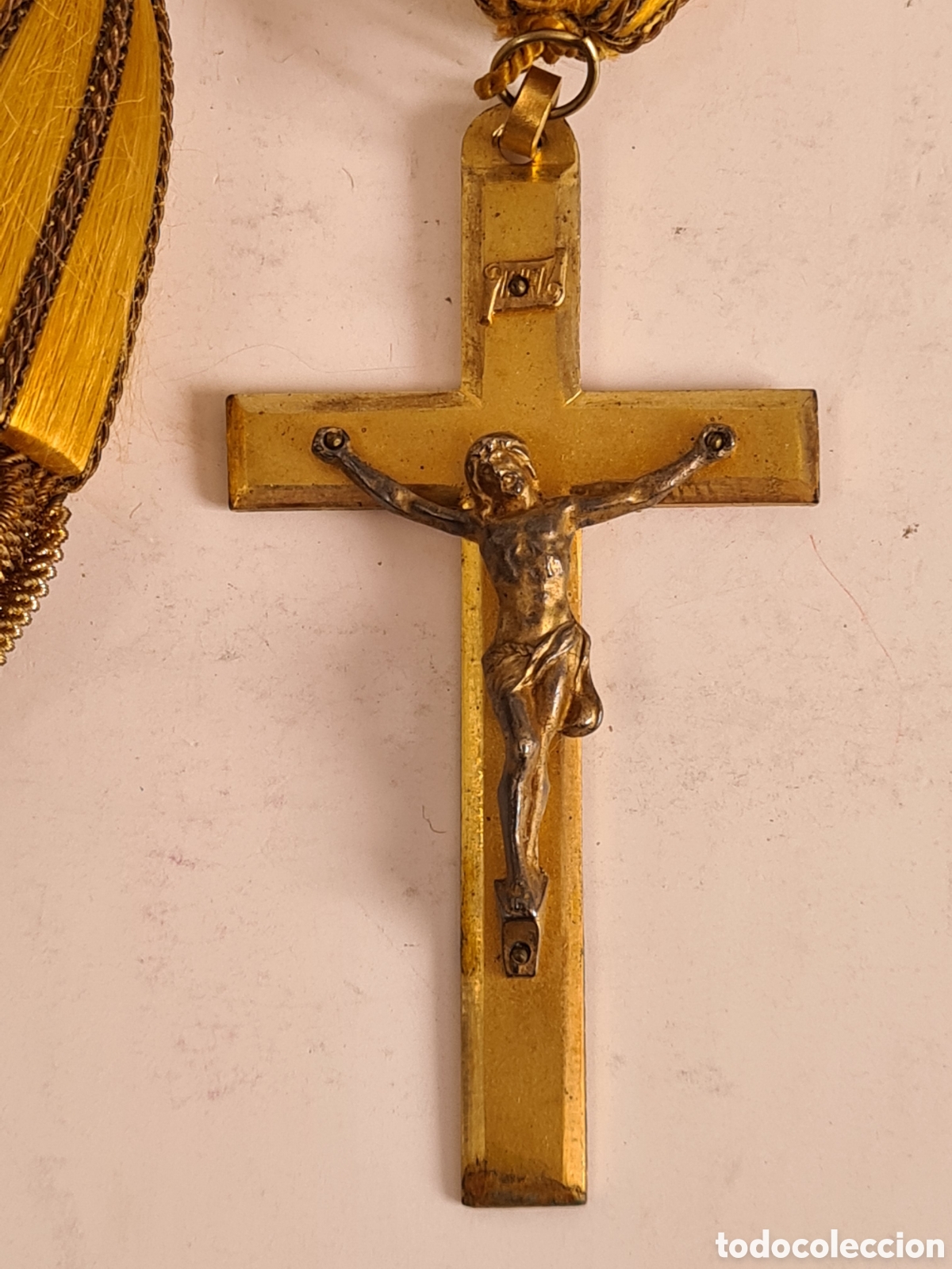 Antig&uuml;edades: Crucifijo y Cord&oacute;n Dorado de Primera Comuni&oacute;n - Foto 5