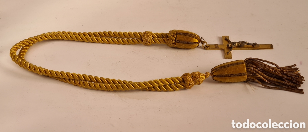 Antig&uuml;edades: Crucifijo y Cord&oacute;n Dorado de Primera Comuni&oacute;n - Foto 7