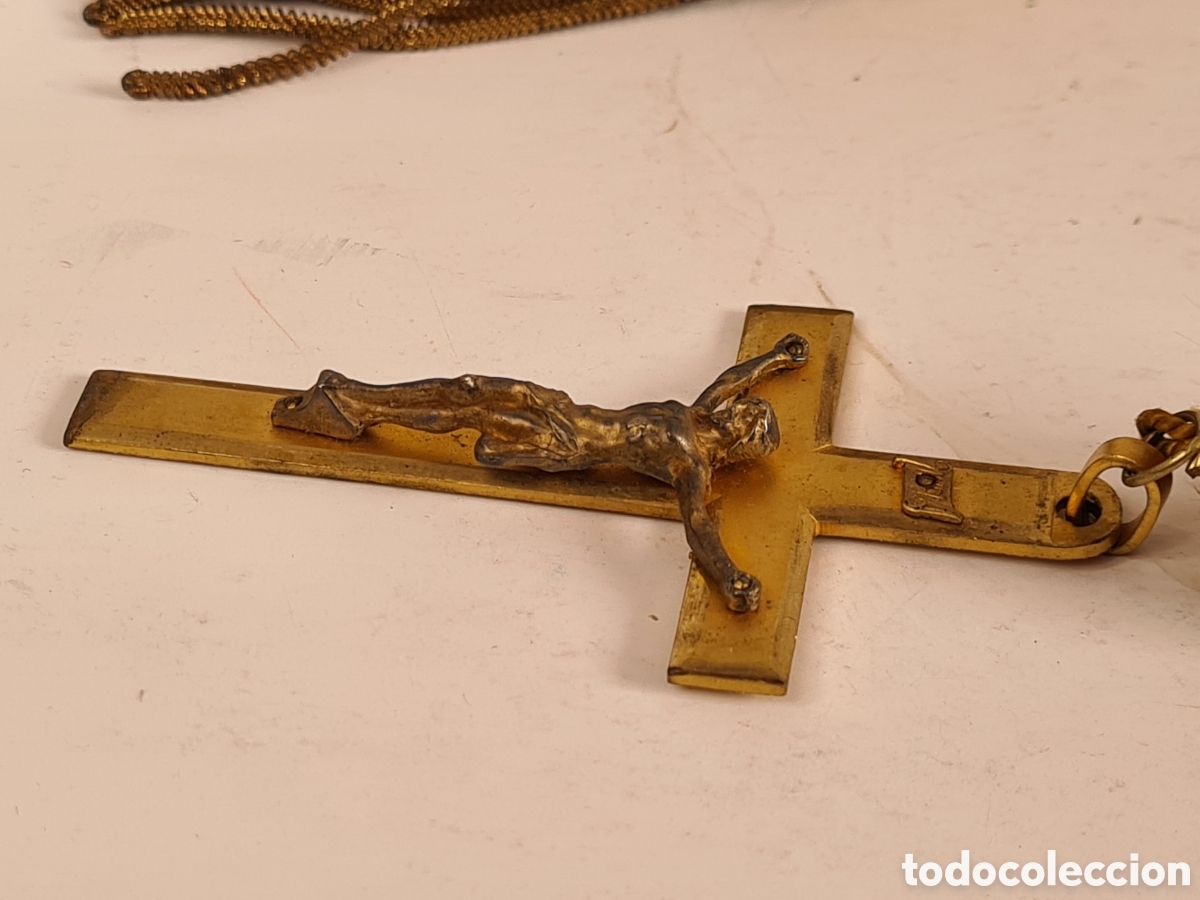 Antig&uuml;edades: Crucifijo y Cord&oacute;n Dorado de Primera Comuni&oacute;n - Foto 10
