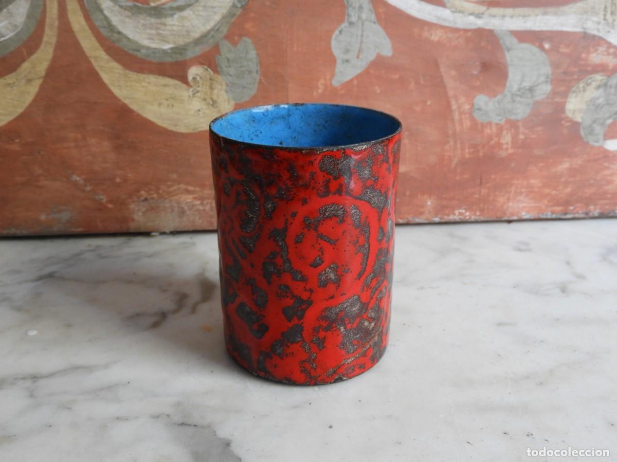 Antig&uuml;edades: PRECIOSO VASO DE ESMALTE ROJO - Foto 4