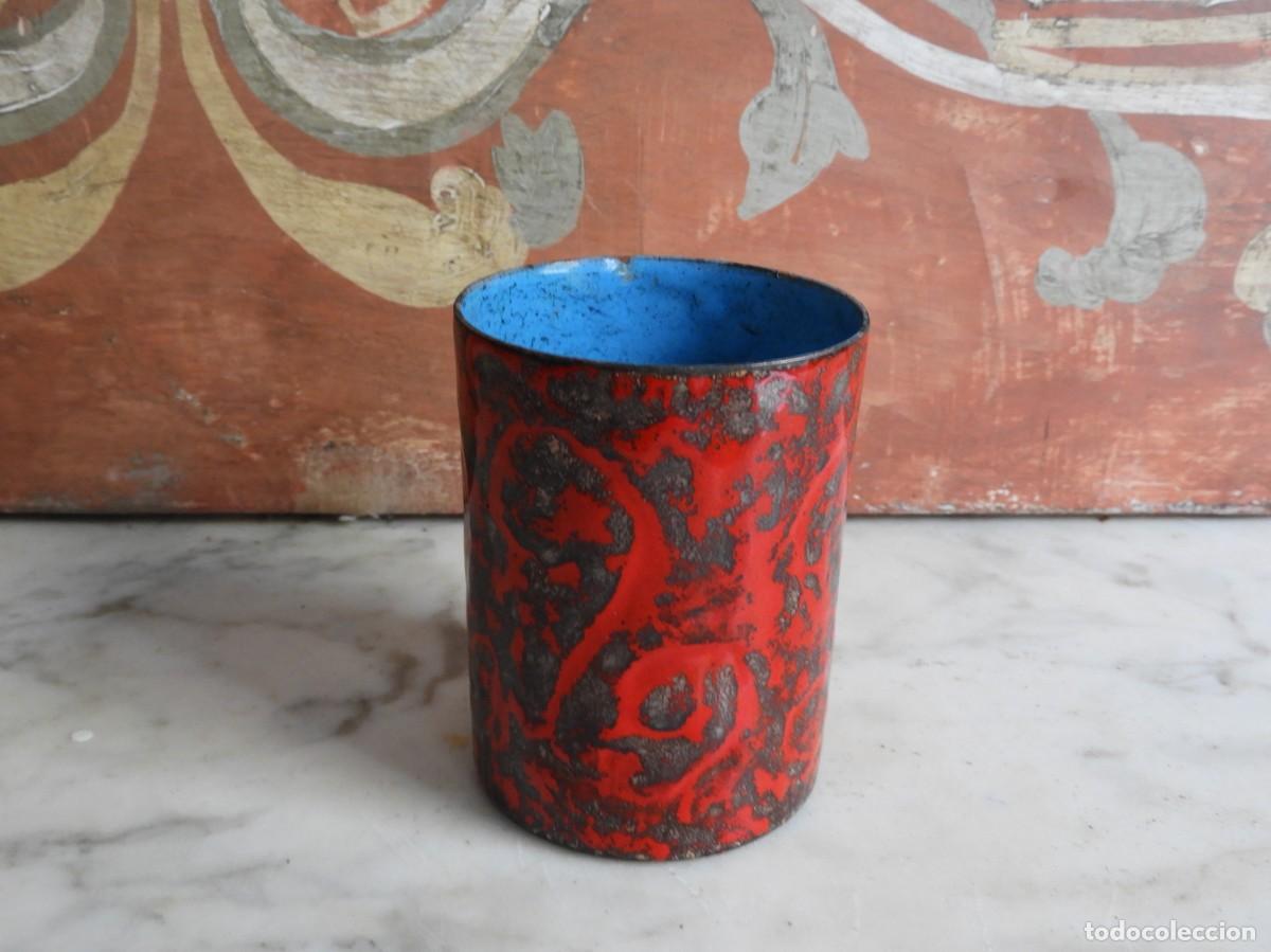 Antig&uuml;edades: PRECIOSO VASO DE ESMALTE ROJO - Foto 8