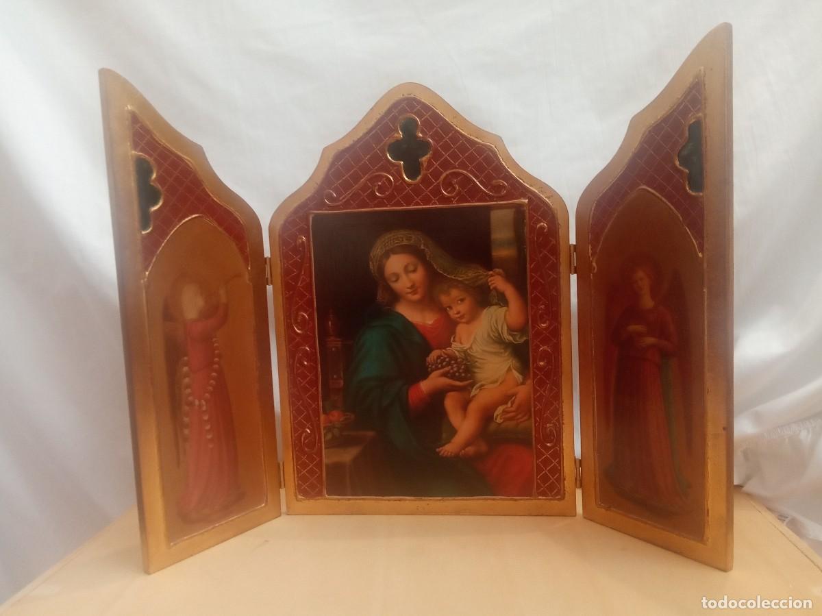 Antig&uuml;edades: Tr&iacute;ptico religioso Virgen de las uvas - Foto 1
