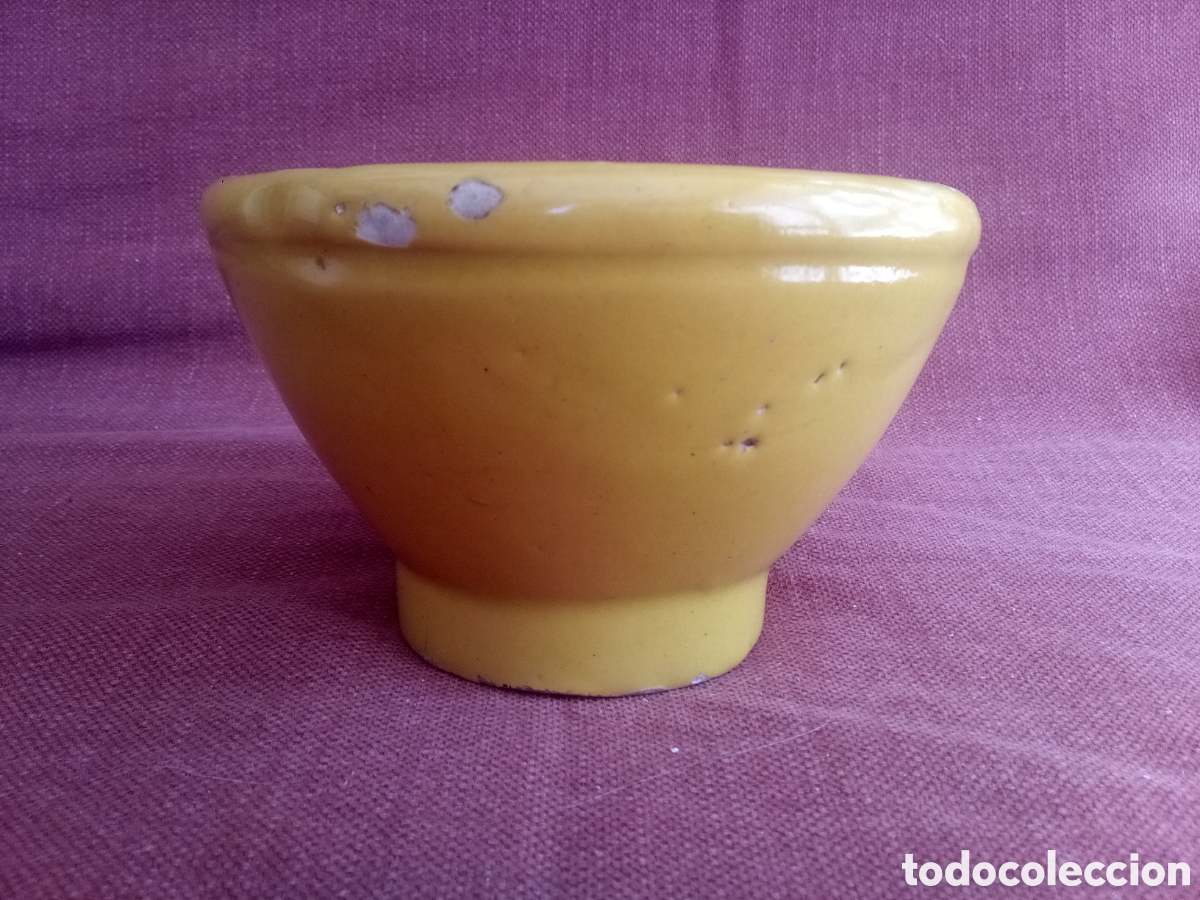 Antig&uuml;edades: MORTERO DE BARRO ESMALTADO EN AMARILLO - Foto 4