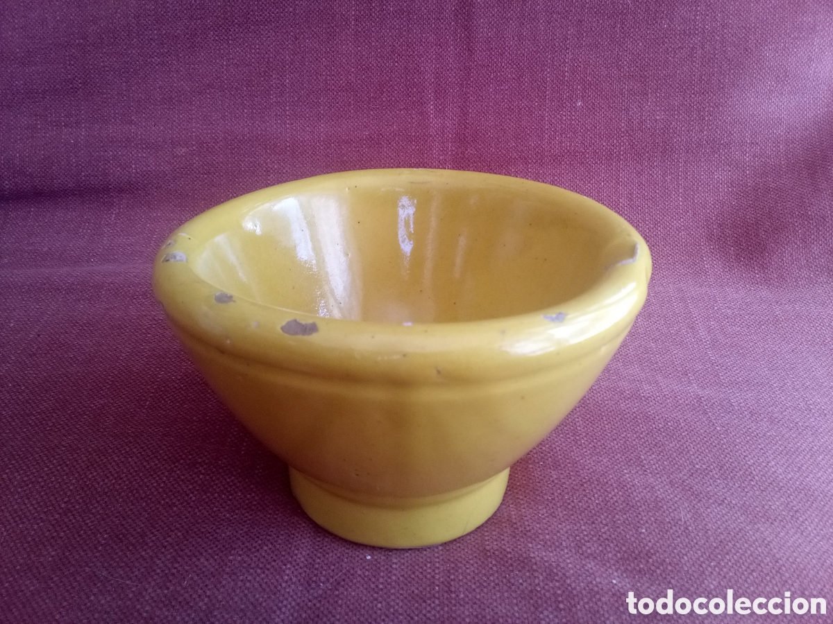 Antig&uuml;edades: MORTERO DE BARRO ESMALTADO EN AMARILLO - Foto 1