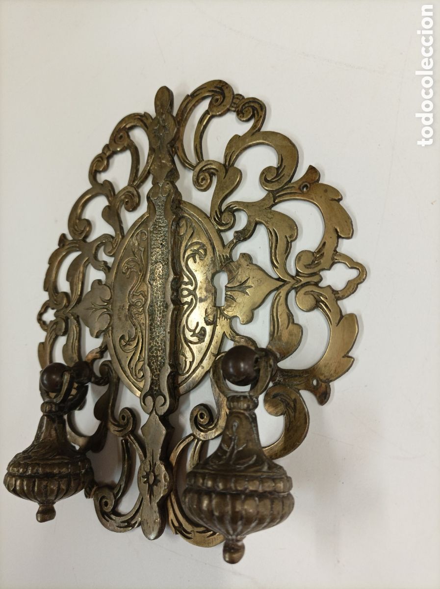 Antig&uuml;edades: Tirador puerta doble bronce - Foto 2