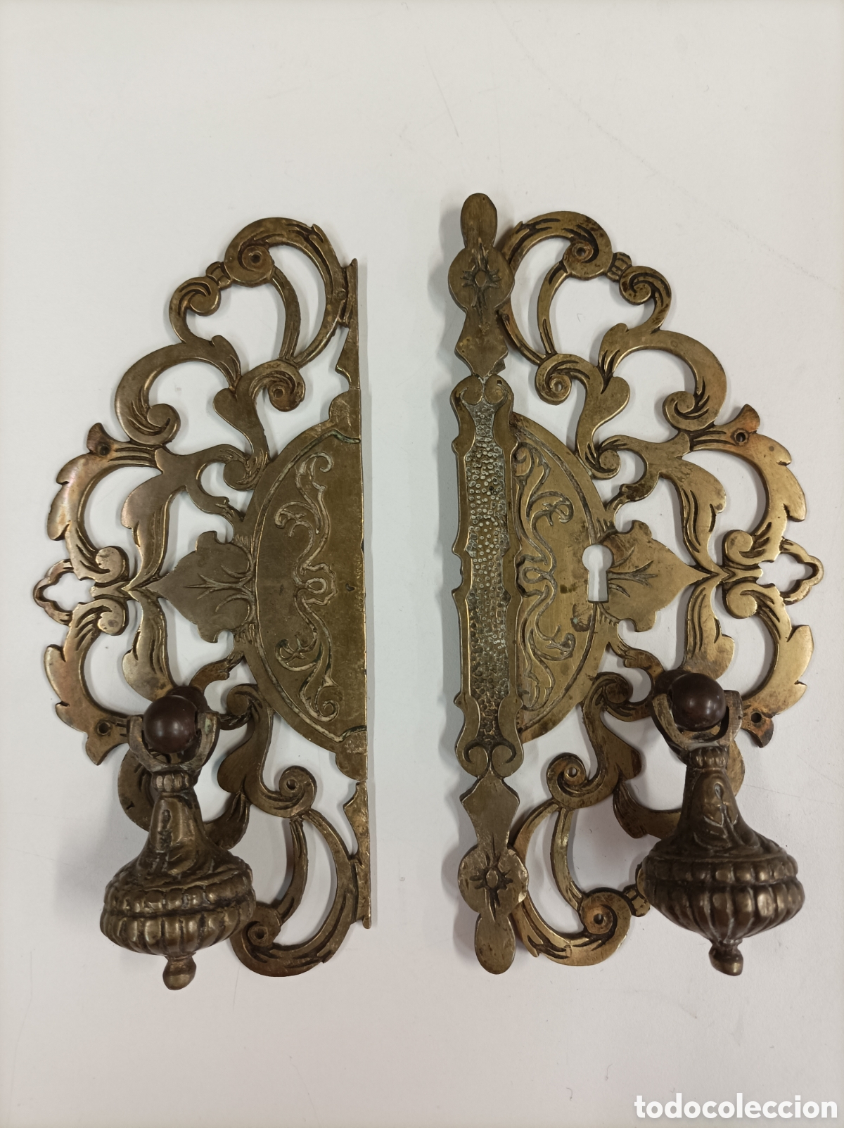 Antig&uuml;edades: Tirador puerta doble bronce - Foto 3