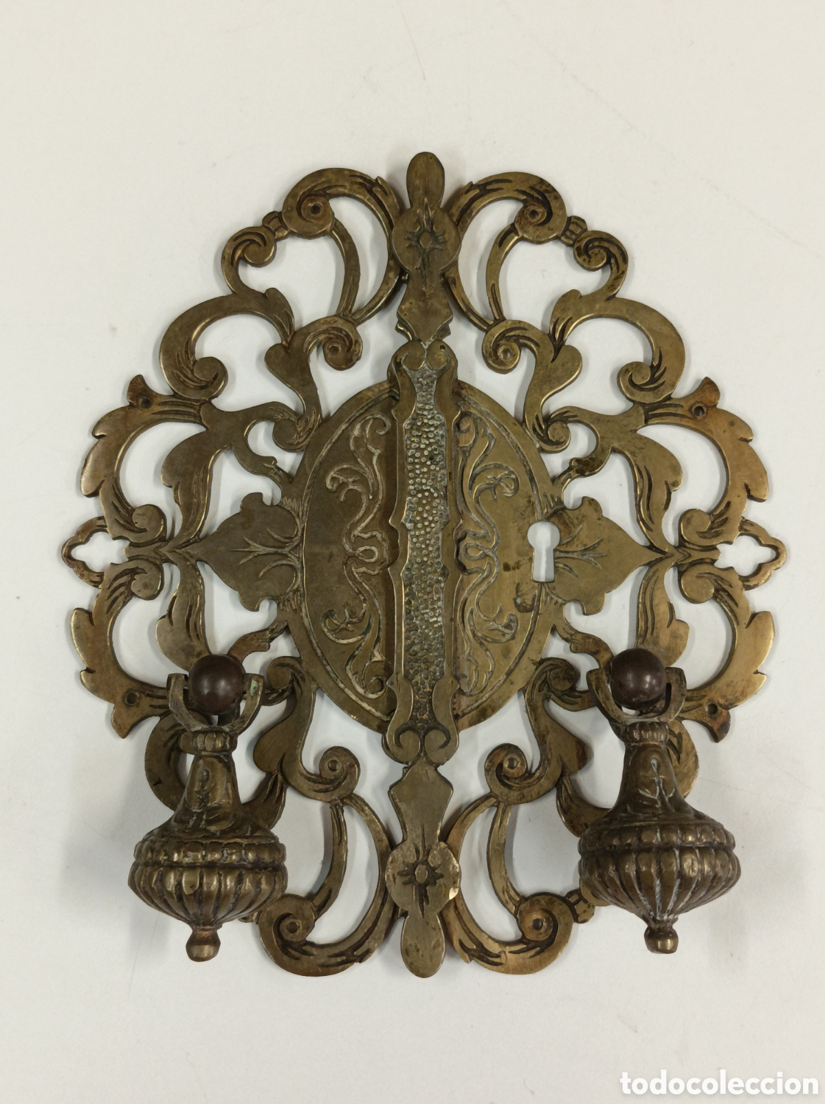 Antig&uuml;edades: Tirador puerta doble bronce - Foto 1