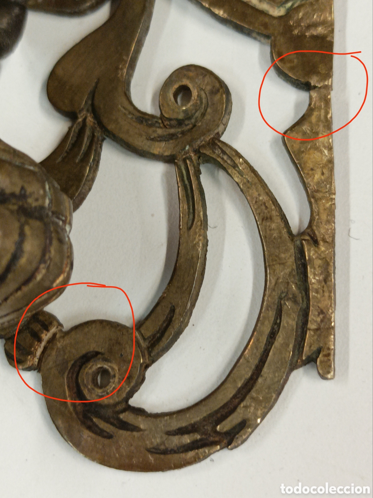 Antig&uuml;edades: Tirador puerta doble bronce - Foto 5