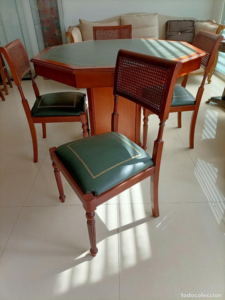 Antig&uuml;edades: Mesa de juego y 4 sillas - Foto 3