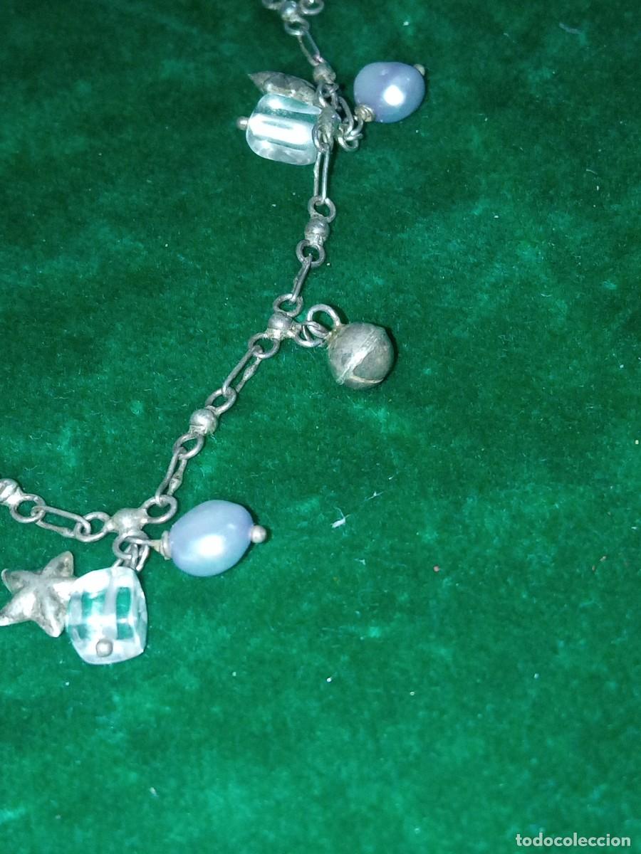 Antig&uuml;edades: Tobillera de plata con colgantes + - Foto 3