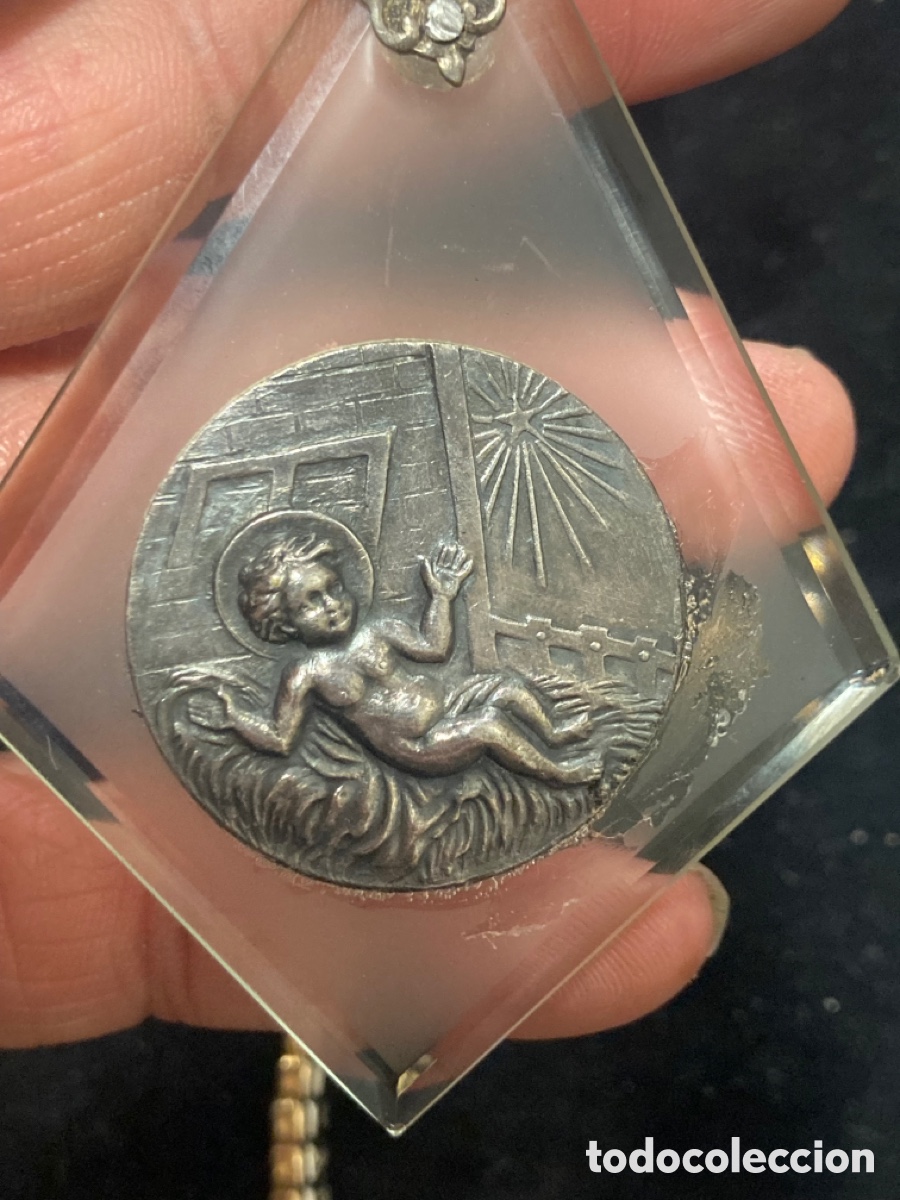 Antig&uuml;edades: Medalla religiosa para cuna, plata - Foto 2