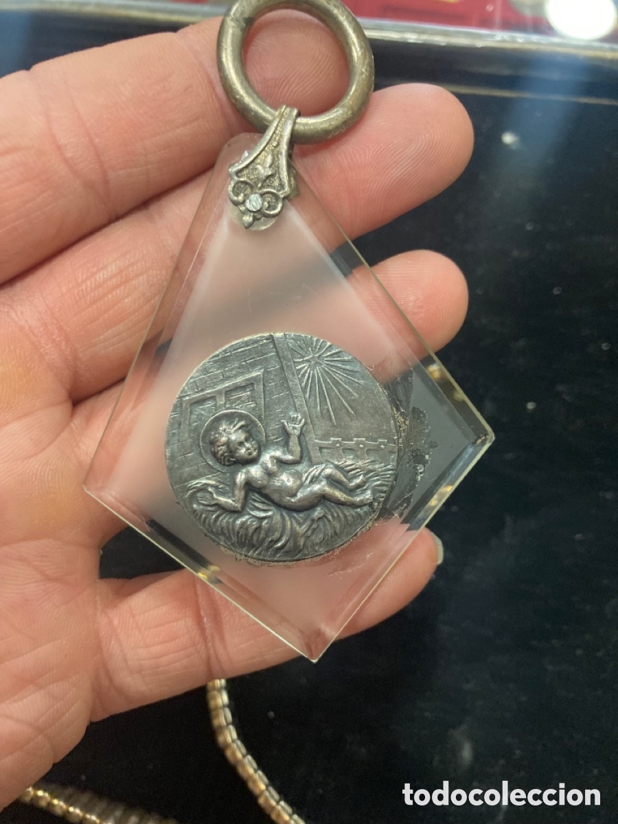 Antig&uuml;edades: Medalla religiosa para cuna, plata - Foto 1