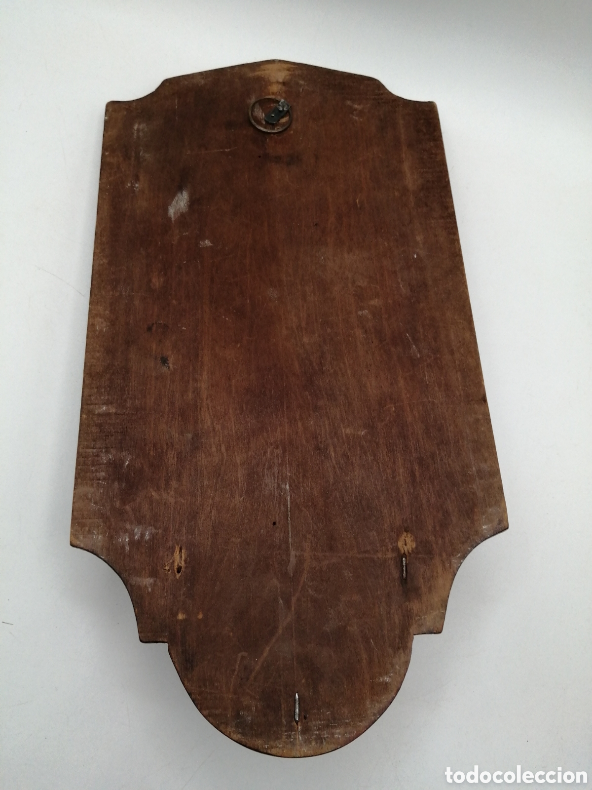 Antig&uuml;edades: Antigua benditera cobre plateado bronce y madera - Foto 5