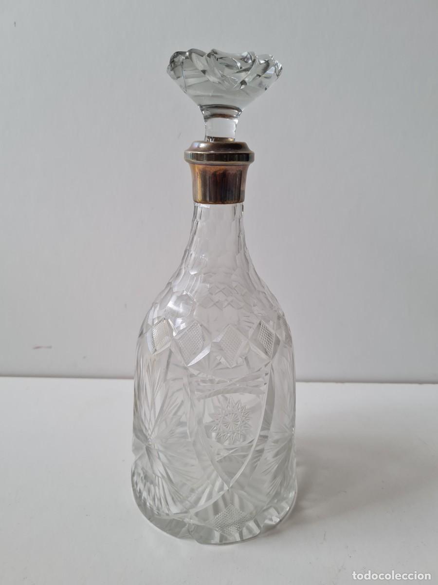 Antig&uuml;edades: BOTELLA CRISTAL TALLADO Y PLATA(28 cms) - Foto 1