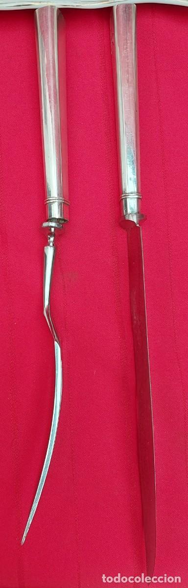 Antig&uuml;edades: CUCHILLO Y TENEDOR DE SERVIR MANGO DE PLATA ART - DEC&Oacute; - Foto 13