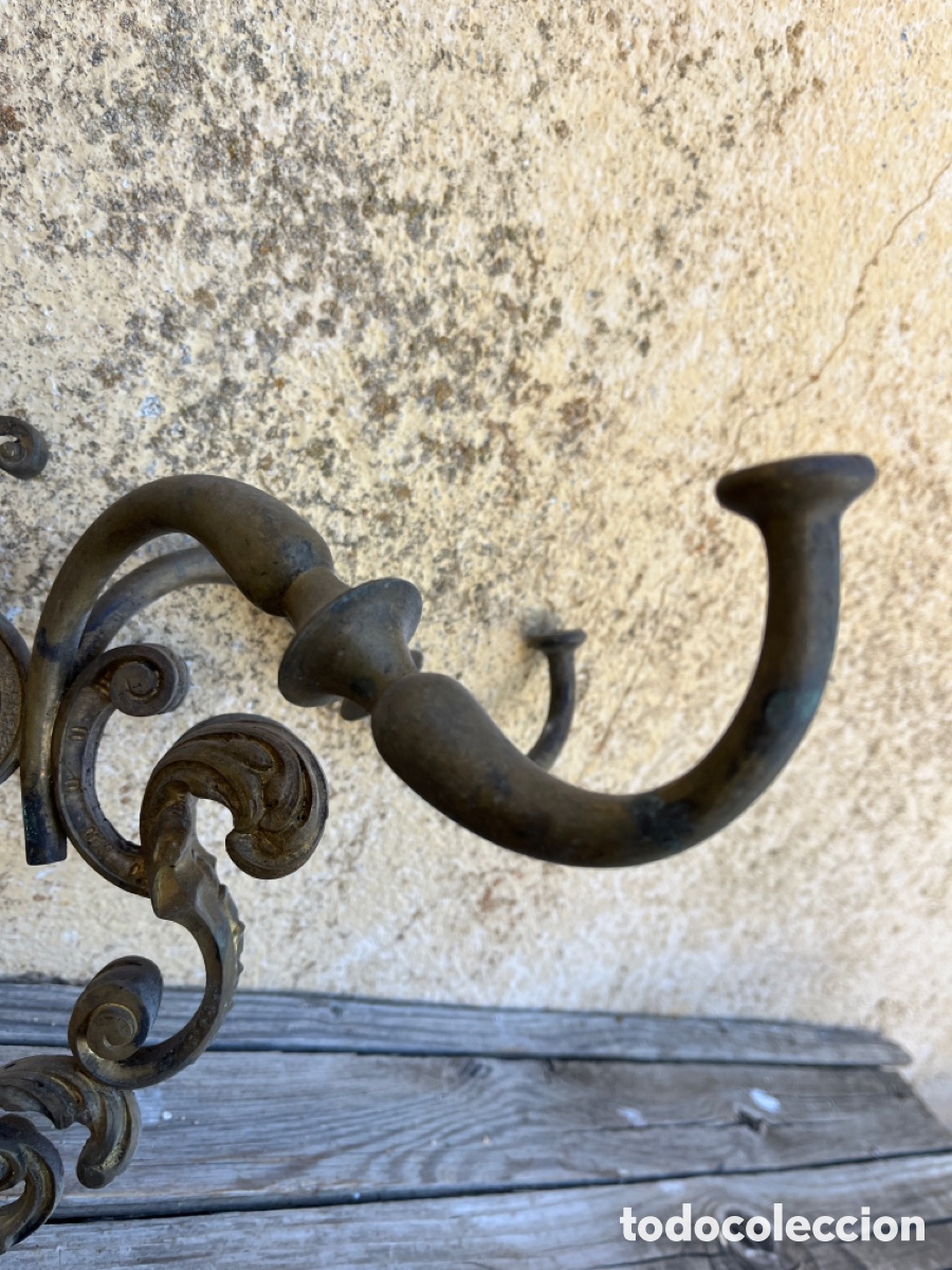 Antig&uuml;edades: I APLIQUE DE BRONCE CON DOS BRAZOS, PARA RESTAURAR. - Foto 8