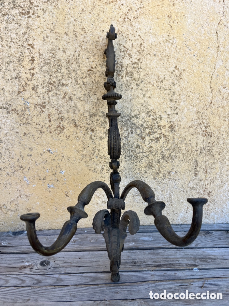 Antig&uuml;edades: APLIQUE DE BRONCE DE BELLAS LINEAS CON DOS BRAZOS. - Foto 5