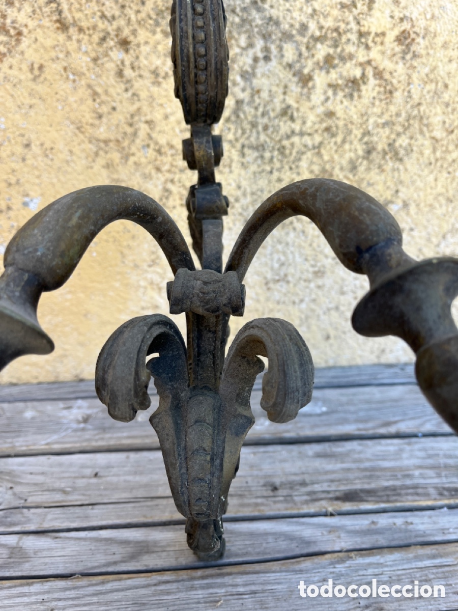 Antig&uuml;edades: APLIQUE DE BRONCE DE BELLAS LINEAS CON DOS BRAZOS. - Foto 8
